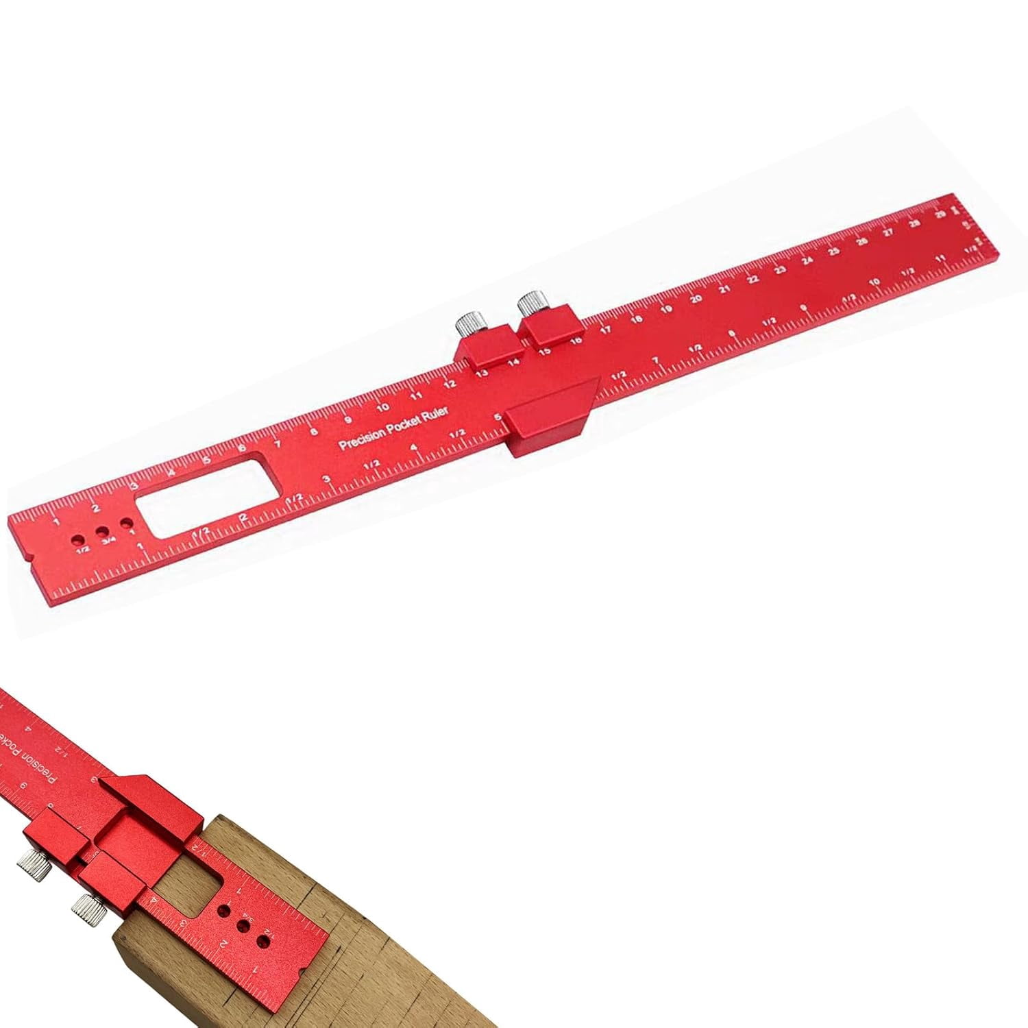 Hard Ruler 300mm/16 Inch Precision Pocket Rule, Aluminum Woodworking Ruler for ...