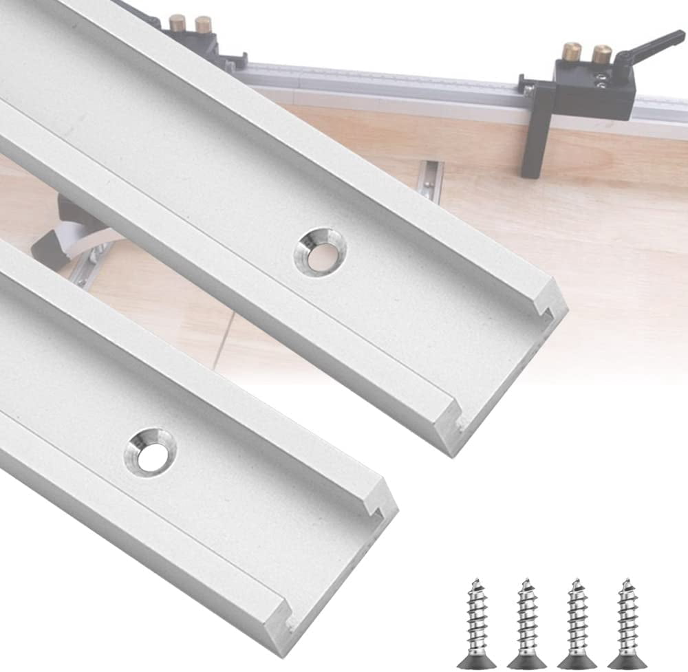 Rail En T Aluminium 600mm - 2 Pièces QWORK Pour Scie Table Et Défonceuse, Travail Du Bois Pro