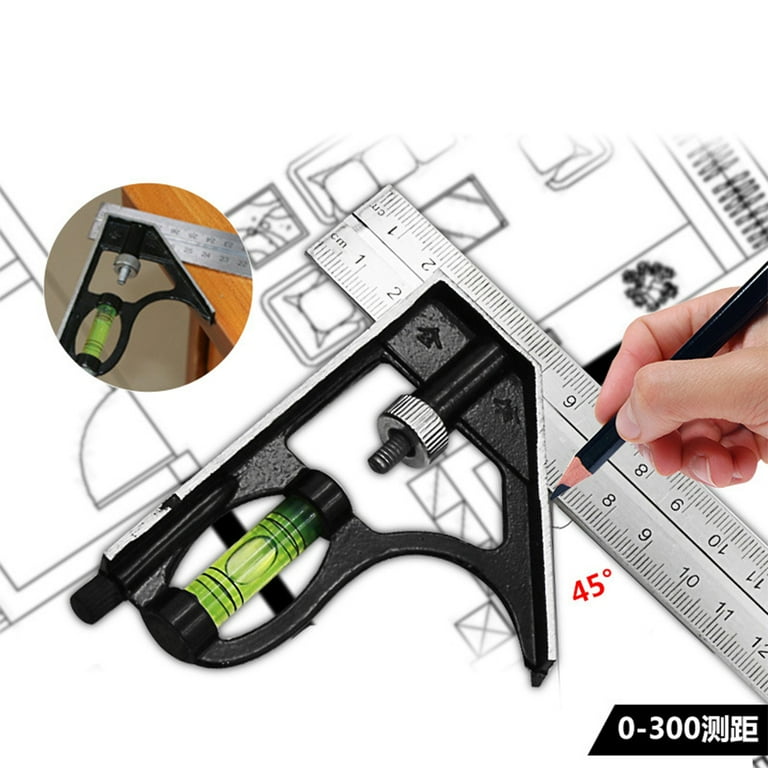 Woodraphic Professional Carpenter Square – 150mm / 300mm Easy-Read Aluminum Square For Woodworking & Machine Setup