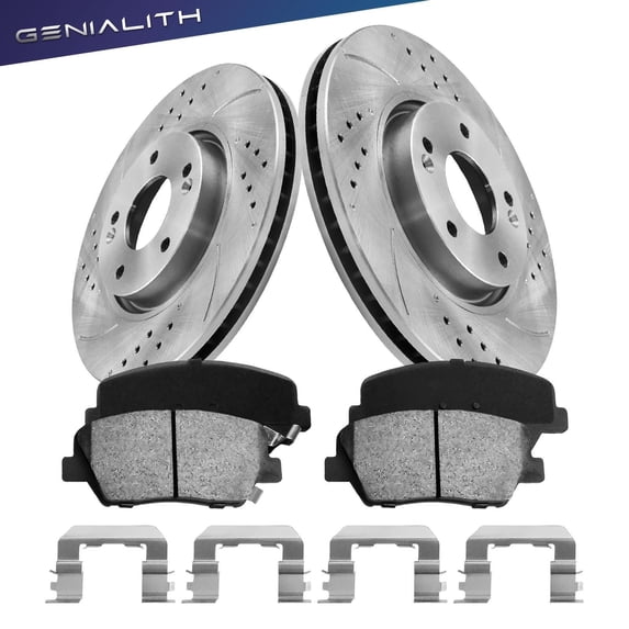 Genialith 300mm Front Disc Brake Rotors & Ceramic Pads Kit for Kia Rondo 2014-2017