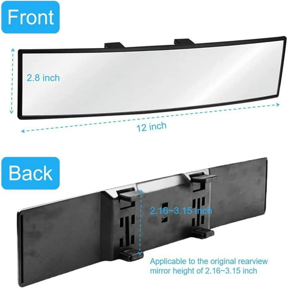 Universal Convex Rear View Mirror - 300mm Wide-Angle Interior Clip - Extra Wide Convex Mirror - Reduce Blind Spot Effectively for Car Suv&Truck