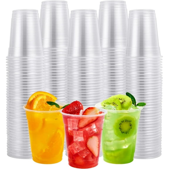 300pack 12 oz Clear Plastic Cups Disposable, Plastic Clear Cups Disposable, DrinkIng Cup for Water, Juice, Soda, Ice Coffee