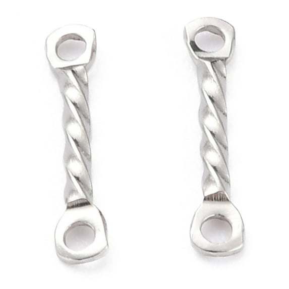 300pc Tarnish Resistant 201 Stainless Steel Links Connectors Twist Bar Links Stainless Steel Color 12x1.3x1.2mm Hole: 1mm