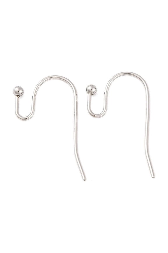 300pc Resistant 316 Surgical Stainless Steel Earring Hooks Stainless Steel Color 22x12x2mm 21 Gauge Pin: 0.7mm