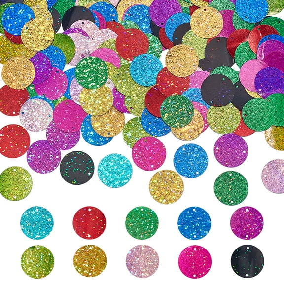 300pcs 10 Colors Large Sequins for Crafts 29mm Loose Glitter Foil Sequins Flat Round Sequin Paillettes Bright Flake for Wedding Festival Party DIY