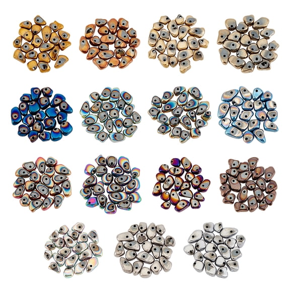 300pcs 15 colors Electroplate Non-magnetic Hematite Beads Chips Mixed color 5~10x4.5~5.5x4mm Hole: 1mm 20pcs/color