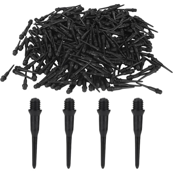 300pcs 2BA Thread Soft Tip Dart Points, Black Plastic Replacement Dart Tips for Dart Board Easy Install Dartboards Accessories