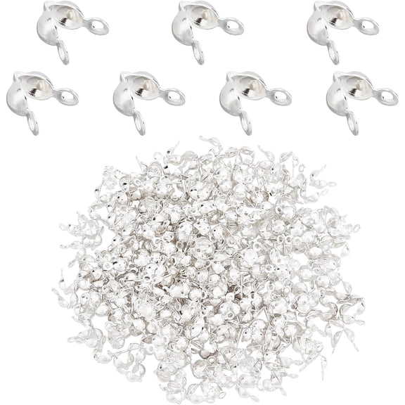 300pcs 3.5mm 304 Stainless Steel Clamshell Bead Tips Bead Knot End Caps Fold-Over Crimp Beads Covers