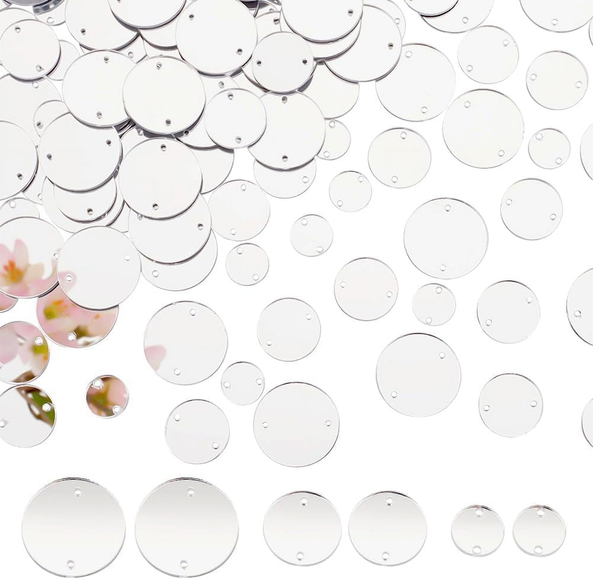AHANDMAKER 100pcs Silver Mirror Rhinestones | 15.5mm Acrylic Sew-on Flat Round Beads For Crafts, Dresses, DIY Decor