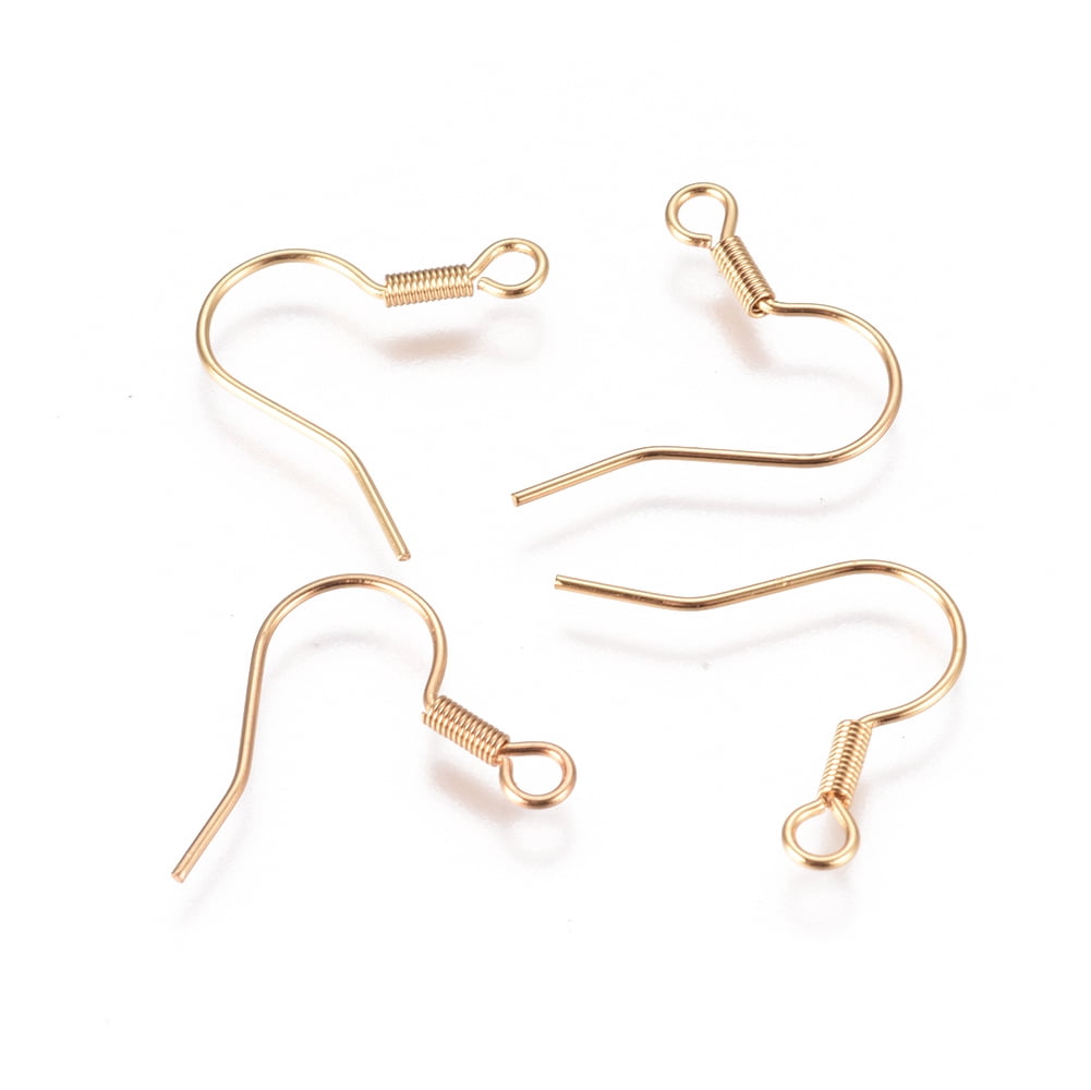 300pcs 304 Stainless Steel Earring Hooks with Horizontal Loop Golden 17.5x18.5x1.5mm Hole: 2mm 22 Gauge Pin: 0.6mm