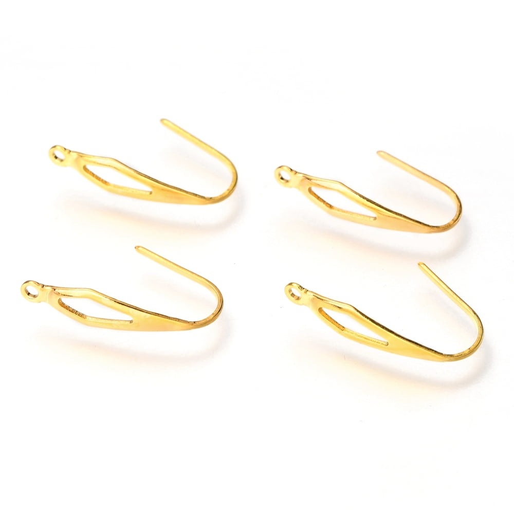 300pcs 304 Stainless Steel Earring Hooks with Vertical Loop Ear Wire Real 18K golden Plated 20x4.5x0.7~4.5mm 21 Gauge Hole: 1.2mm