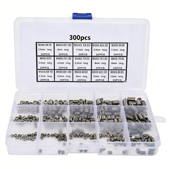 300pcs 304 Stainless Steel Thread Repair Screw Sleeve Set - M3 & M5 for Versatile Repair Needs