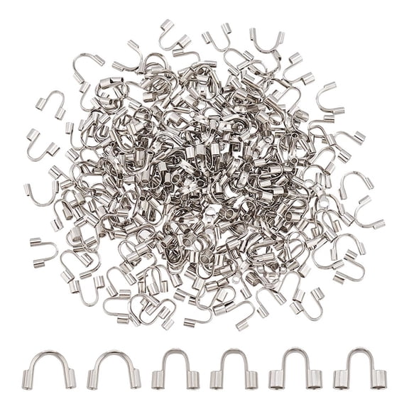 300pcs 304 Stainless Steel Wire Guardian 3 Different Sizes Loop Guardian U-Shaped Wire Guard Loops Wire Cable Thread Protectors for DIY Craft Earring Bracelet Jewelry Making Silver