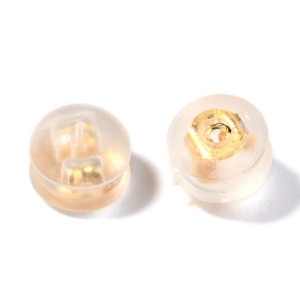 300pcs 316 Surgical Stainless Steel Ear Nuts with TPE Plastic Findings Earring Backs Half Round/Dome golden 4.5x5mm