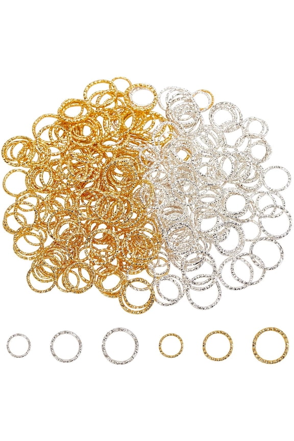 300pcs 4 Size Twisted Open Jump Rings Silver Golden Jumprings Connectors O Rings Wire Connector for DIY DIY Dangle Earring Jewelry Making