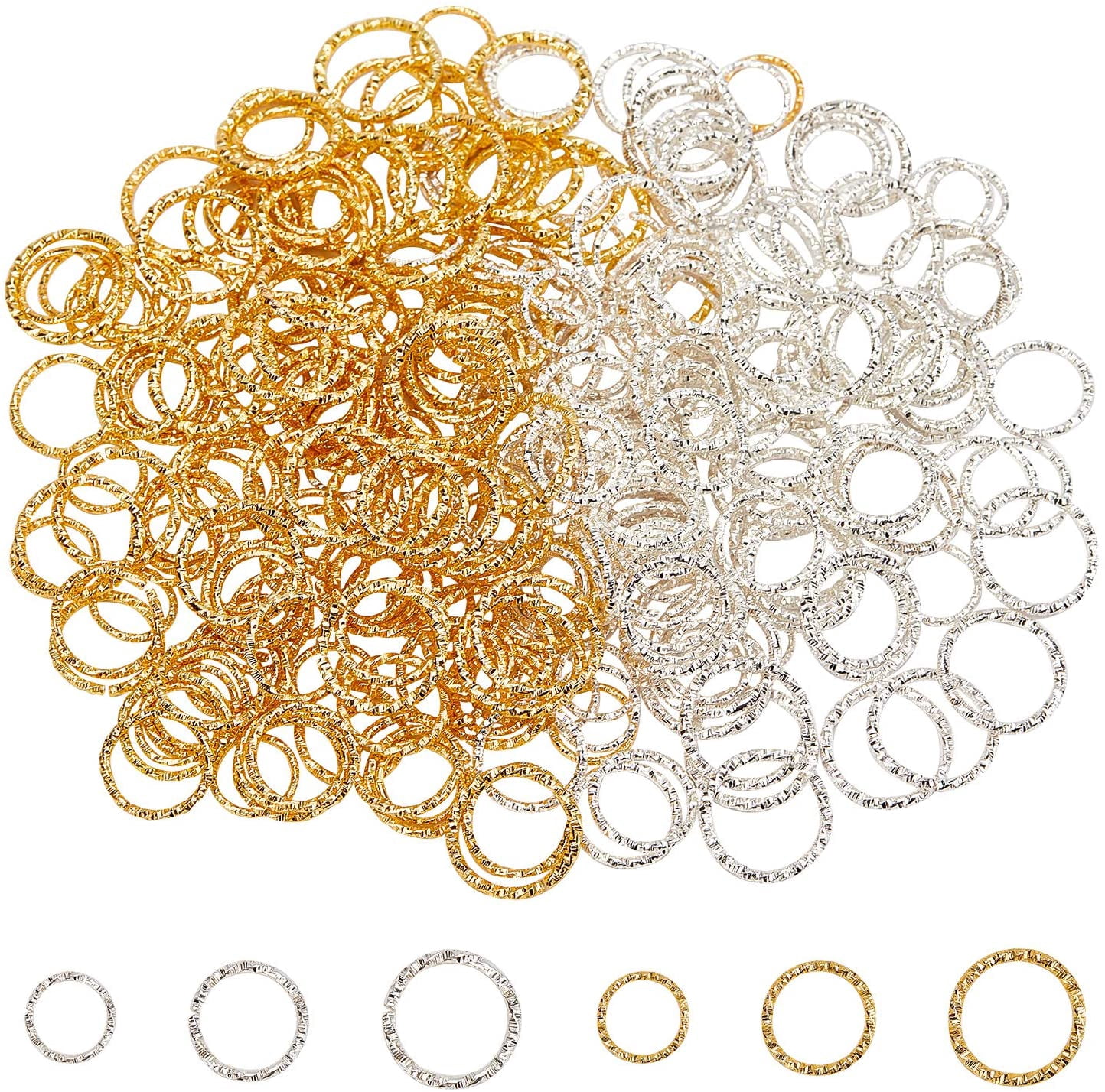 300pcs 4 Size Twisted Open Jump Rings Silver Golden Jumprings ...