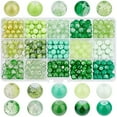 thumbnail image 1 of 300pcs 8mm Green Glass Beads 15 Colors Craft Glass Beads St Patrick Day Beads Christmas Green Loose Beads Spacers for Spring Home Decor DIY Earring Necklace Bracelet Jewelry Making, 1 of 9