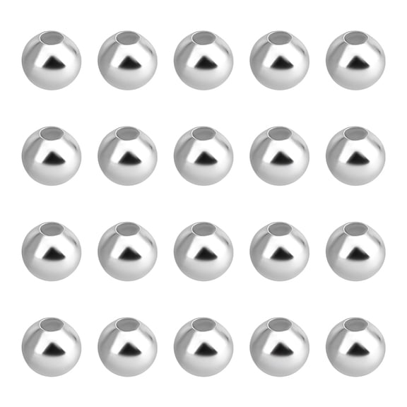 300pcs 925 Sterling Silver Round Beads 4mm Seamless Smooth Beads Waist Bead Round Ball Bead Brass Loose Spacers for Bikini Belly Chain Layered