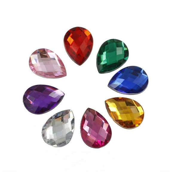 300pcs Acrylic Flatback Gems Rhinestone Gemstone Embellishments Ornament Accessories for Jewelry DIY Crafts (Heart+Plum Blossom+Water Drop) (Mixed Color)