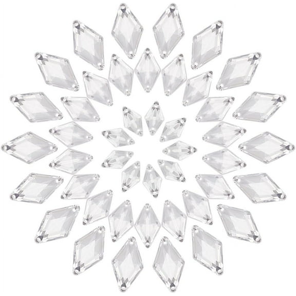 300pcs Acrylic Sew on Rhinestone Sew Crystals Acrylic Gems Clear Rhinestone 3 Sizes Flatback Gemstones with 2 Hole for Beads Decorations Clothes Shoes Dress DIY Craft