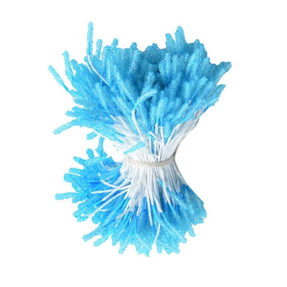 300pcs Artificial Flower Stamens Double Buds for Accessories Blue