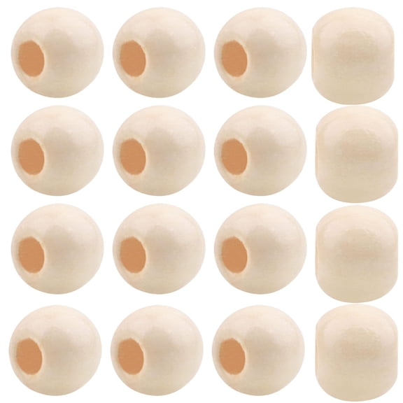 300pcs Beige Color, Natural Round Wooden Spacer Beads European Large Hole Wood Hair Braid Beads for Hairstyle DIY Jewelry Making Macrame Crafts Decor, Hole: 5 mm,