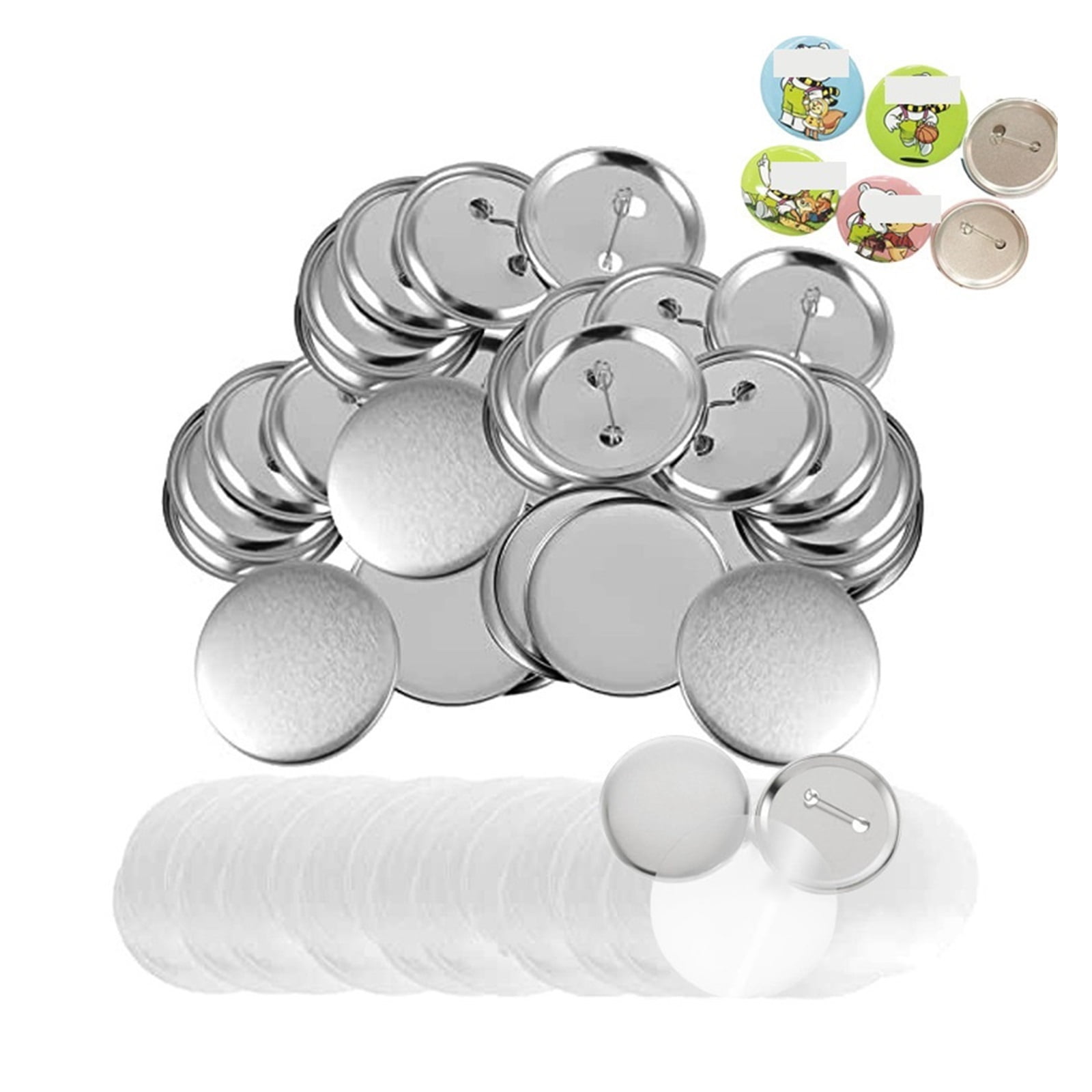 300pcs Blank Pinned Back Metal Pinback Button Supply Materials Parts For Badge Button Maker ,Easy to Use