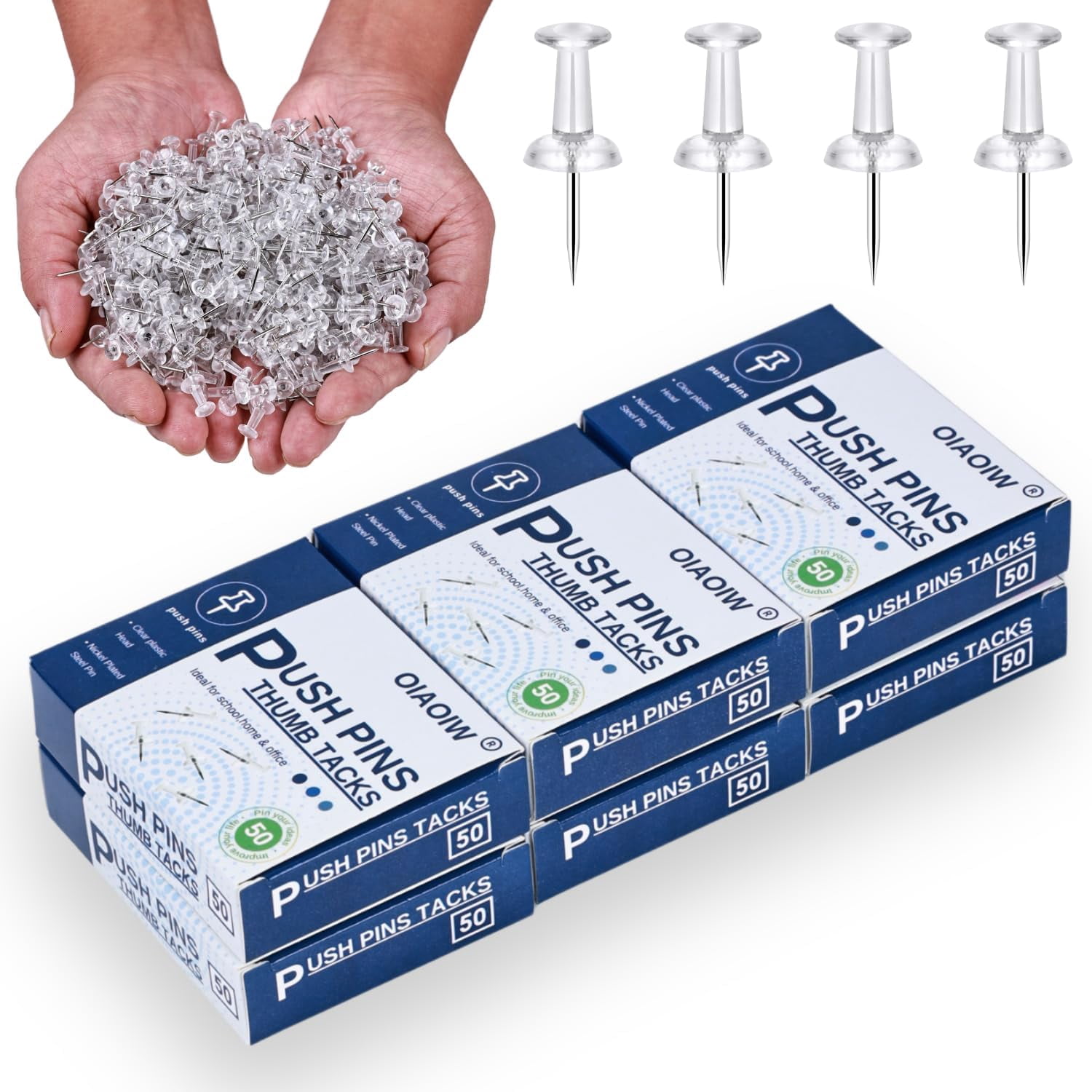 300pcs Clear Push pins for Bulletin Board Thumb Tacks for Walls ...