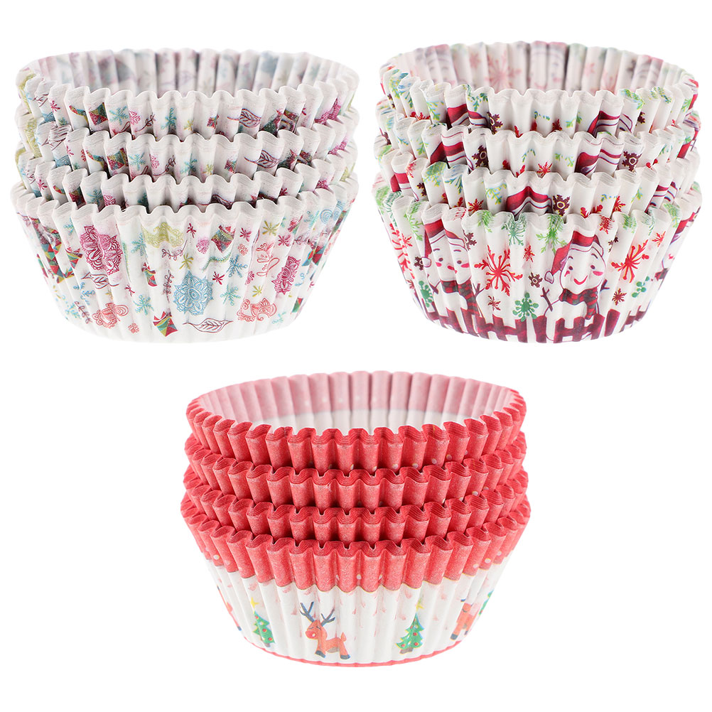300pcs Cupcake Paper Liners Decorative Christmas Themed Muffin Holders