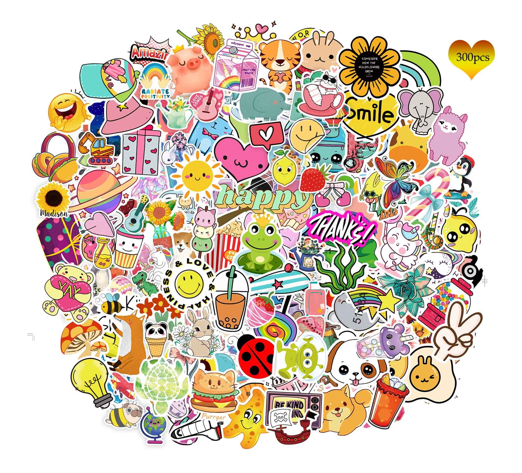 K1tpde 52PCS Y2k Aesthetic Stickers, Cyber 2000s Fashion Sticker for Girls  Pink Heart 