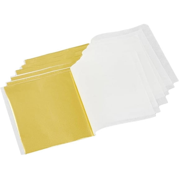 300pcs Foil Paper For Imitation Gold Foil Gilding Flakes Making for Nail Art Resin Craft Jewelry Making Painting Rectangle Gold 85x80mm DIY
