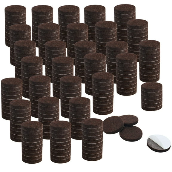 300pcs Furniture Felt Pads Round 3/4" Reduce Noise Desk Chair Leg Feet Pad Brown