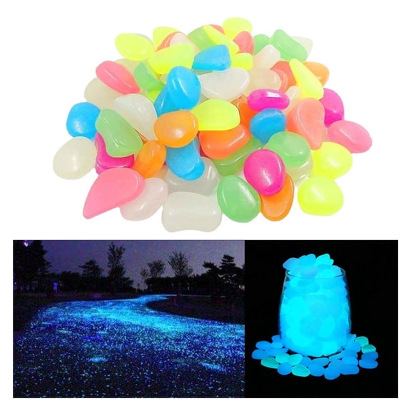 300pcs Glow Pebbles, Garden Rock Stones in the Dark, Yard and Walkway Decoration, DIY Decoration Glow Stones, Fish Tank Aquarium Landscaping Pebbles Artificial Luminous Stones