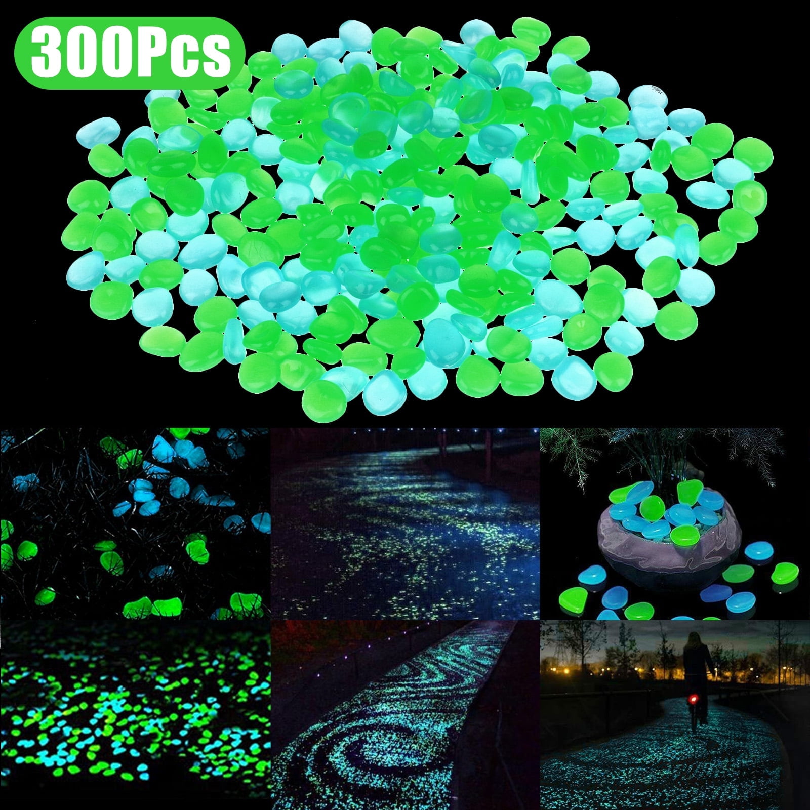 300pcs Glow in The Dark Stones Garden Pebbles Rocks, Glowing Fish Tank ...