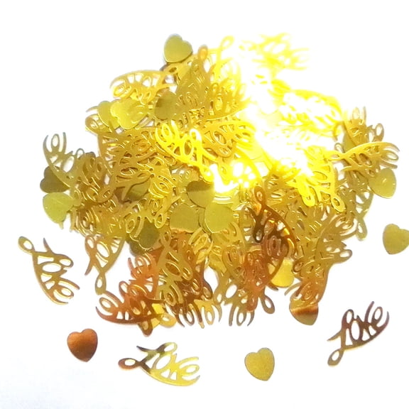 300pcs Gold Heart Sequin Confetti, Wedding Celebration Table Scatter Decorations