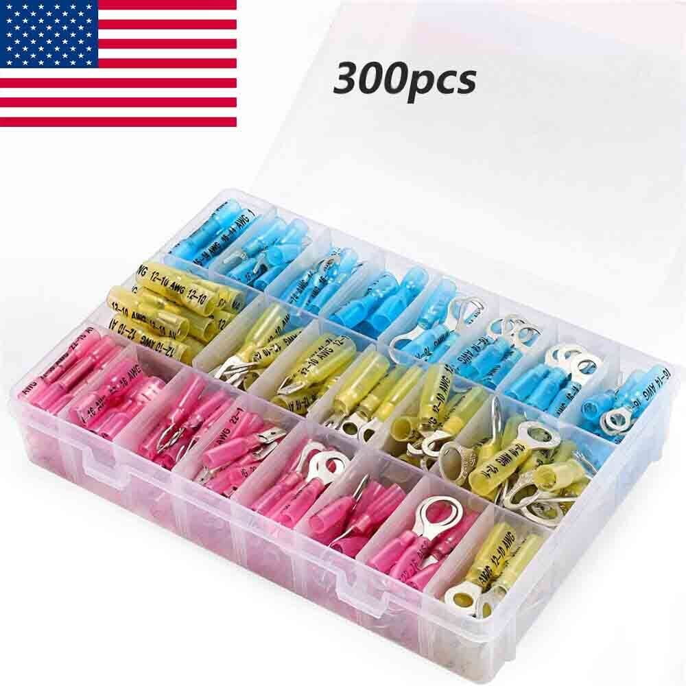 300pcs Heat Shrink Wire Connectors Marine Automotive Waterproof Terminals Set