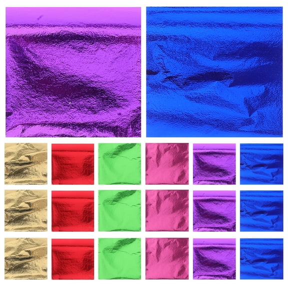 300pcs Shiny Foil Imitation Sheets for Clay, Nails, Paintings, Statues, Wall & Furniture Decoration - Gold, Green, Red, Sapphire, Rose