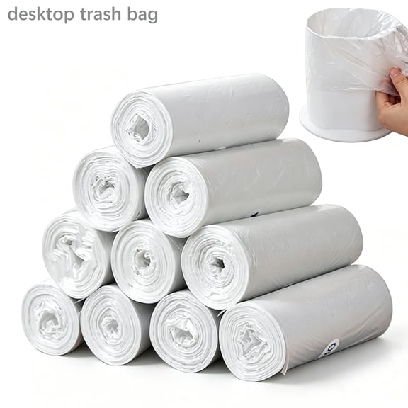 300 Pcs Mini Trash Bags, 13.7 x 11.8 inch Desktop garbage Bags, White Mini Trash Can Liners,for Desktop Mini Trash Can, Bathroom, Kitchen, Home