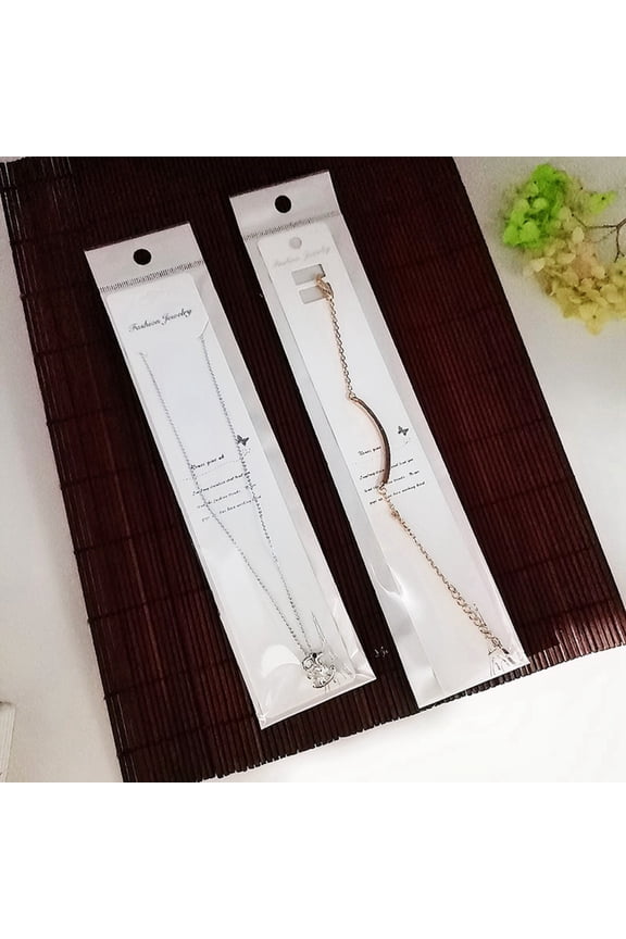300pcs OPP Cellophane Packaging Bags for Necklace Packaging Rectangle Clear 27x5cm