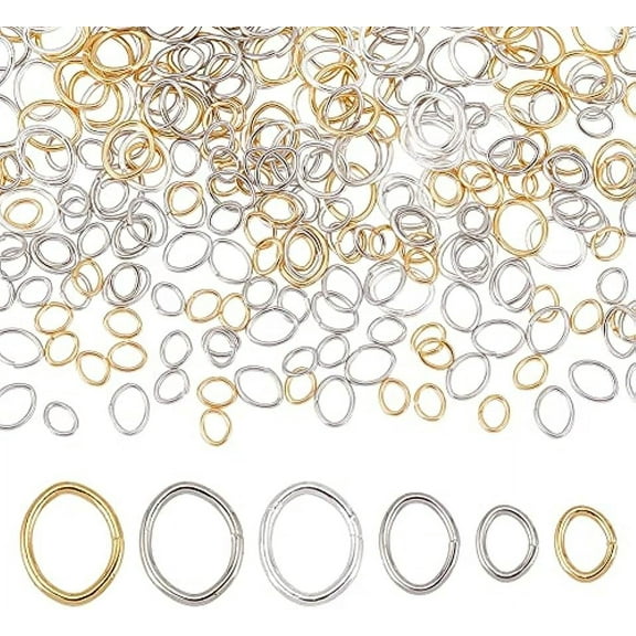 300pcs Open Jump Rings 3 Sizes O-Ring Connectors Oval Jewelry Making Rings Brass Stainless Steel Chainmail Rings for Keychain Choker Earring Necklaces Bracelet Jewelry Making