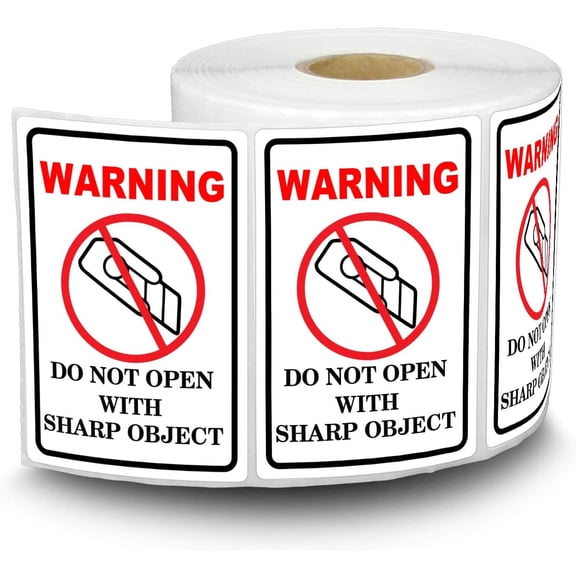 300pcs Do Not Open with Sharp Object Industrial Warning Labels 2x3 inch International Special Handling Shipping Pallet Stickers for Clothing Shipping,Handling,Packing,Moving