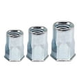 thumbnail image 1 of 300pcs Open Type Semi Half Hex Flat Head Rivet Nut M4 M5 M6 Rivnut Assortment Kit, Carbon Steel Half Hexagon Thread Insert Nutsert, 1 of 4