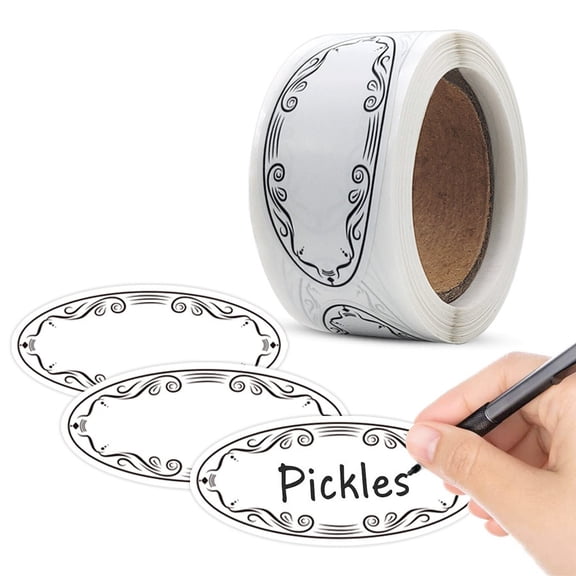 300pcs Oval White Writable Labels, 1x2.25in for Food Classification Jar Labels Classification Marking Management Stickers(2 Rolls)