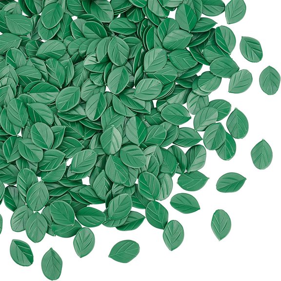 300pcs PVC Imitation Leaf for Dollhouse Accessories Pretending Prop Decorations Green 14x9.5x1.5mm Diy