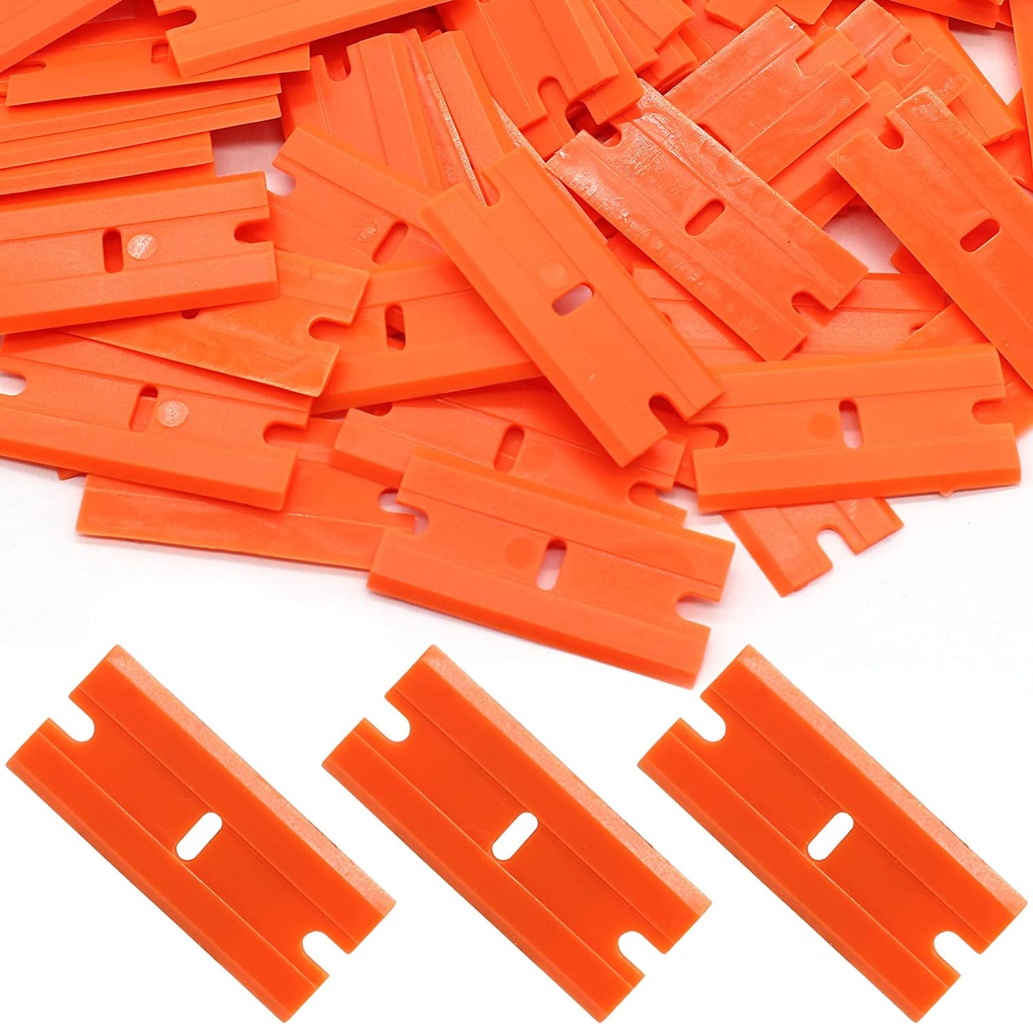 300pcs Plastic Razor Blades Double Edged Plastic Scraper Blades Replacement for Plastic Razor Scraper Tool for Decals Adhesive Labels Stickers
