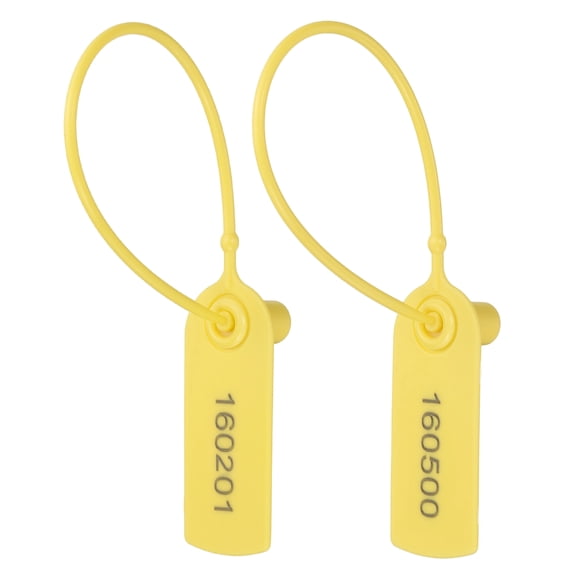 300pcs Plastic Tamper Seals, Plastic Security Seals Disposable Numbered Zip Ties Safety Tags Cable Labels Self Locking for Inventory Labeling Clothes Signage Shipping, Yellow