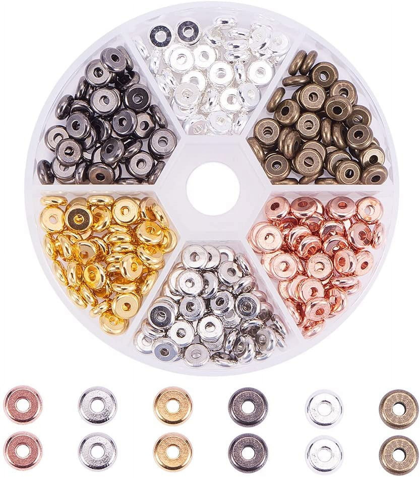 Alloy Spacer Beads, 200 Pieces 7mm Metal Bead Spacers Wheel Gear Bracelet  Spacers Craft Beads Findings for Bracelet Necklace Jewelry Making - Silver