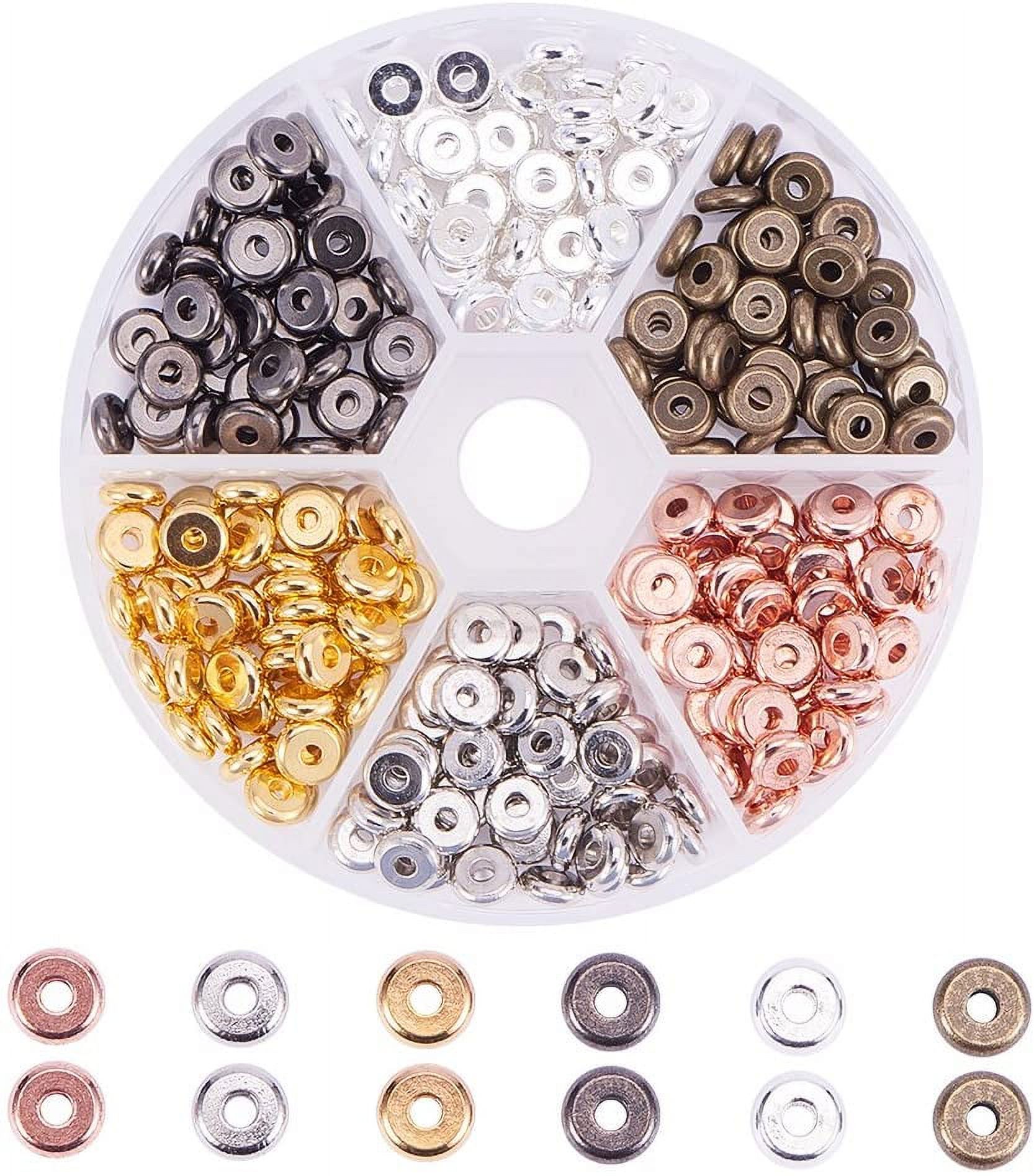 300pcs Rondelle Spacer Beads 6 Color 6mm Flat Round Brass Heishi