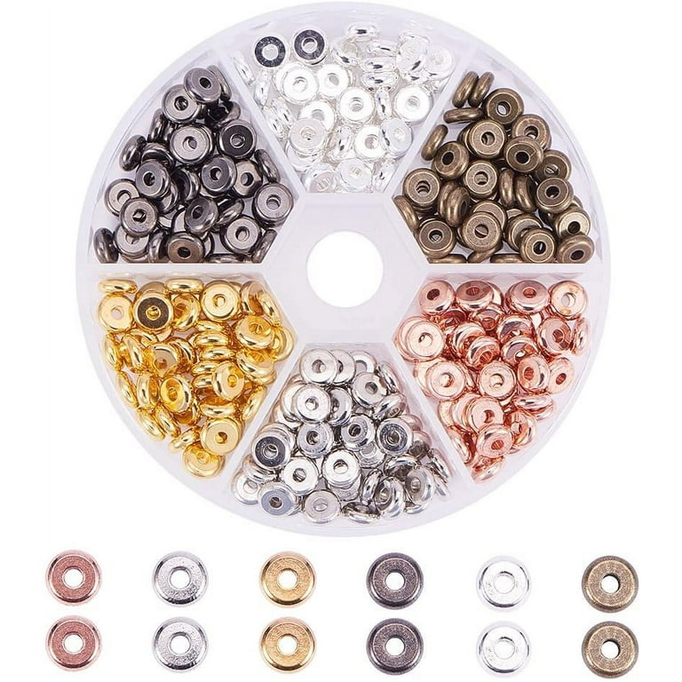 300pcs Rondelle Spacer Beads 6 Color 6mm Flat Round Brass Heishi