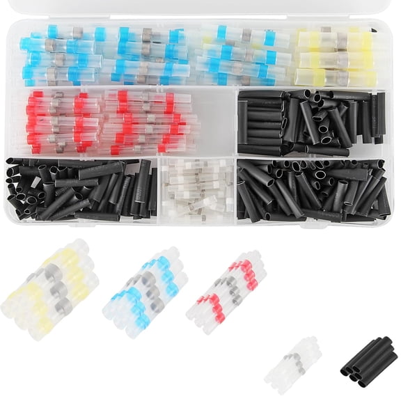 300pcs Seal Wire Connector Kit Heat Shrink Butt Connector Waterproof Insulated Electrical Wire Connectors for Automotive